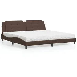 Bett mit Matratze Braun 200x200 cm Kunstleder