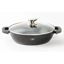Cheffinger Schmorpfanne 32 cm schwarz mit Glasdeckel