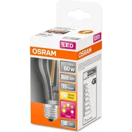 Osram LED THREE STEP CLASSIC A AGL-Form, klar E27/7W (60W), Clear E27