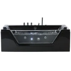 Whirlpool Badewanne schwarz LED Unterwasserbeleuchtung 174 x 80 cm SAMANA