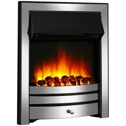 BALDERIA Elektrokamin Cosma | Elektrischer Einbaukamin, Heizung, 3D-Flammeneffekt & Fernbedienung | Schwarz / Silber