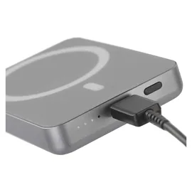 EMOS Powerbank WI 522, 5000 mAh MagSafe mit Passthrough und Wireless-Charging, USB-C-Ausgang inkl. Kabel, für iPhone, iPad, Smartwatch, grau, B0555GY - Grau