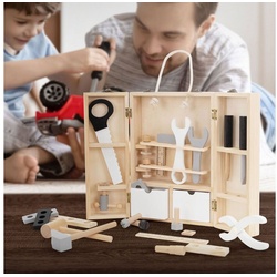 Joyz Spielwerkzeugkoffer Werkzeugkasten Multifunktions-Werkzeugkoffer Montessori Spielzeug, für Kinder mit 8 Werkzeugen ab 2 Jahren weiß