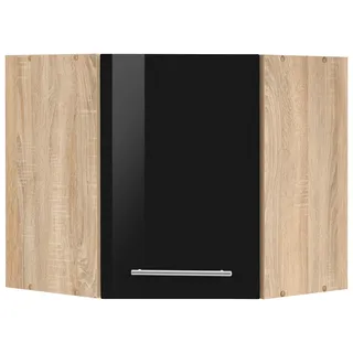 Eckhängeschrank KOCHSTATION "KS-Eton", schwarz (schwarz hochglanz), B:60cm H:57cm T:60cm, Schränke