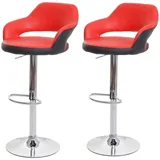 Mendler 2er-Set Barhocker HWC-F16, Barstuhl Tresenhocker Drehhocker, mit Lehne Kunstleder ~ rot-schwarz