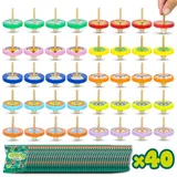 BONNYCO Kreisel für Kinder, Stück 40 Mitgebsel Kindergeburtstag Gastgeschenke. Kleine Geschenke für Kinder, Mitbringsel Kindergeburtstag. Mitgebsel Set, Give Aways. Pinata Füllung, Kreisel Holz