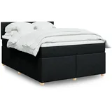 vidaXL Boxspringbett mit Matratze Schwarz 160x200 cm Stoff