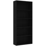 vidaXL Bücherregal 5 Fächer Schwarz 80x30x189 cm Holzwerkstoff