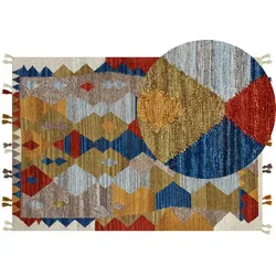 Kelim Teppich Wolle mehrfarbig 160 x 230 cm Patchwork Kurzflor ARZAKAN