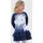 Miss Melody MISS MELODY, Mädchen, Gr. 104/110, N-Gr, blau (marine, bedruckt), Single Jersey, Obermaterial: 95% Baumwolle, 5% Elasthan, bedruckt, Rundhals, Raglanärmel abgesteppte Kante, Kleider Jerseykleid, toller Frontdruck mit Glitzereffekt