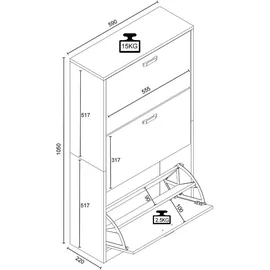 VCM Holz Schuhregal Schuhschrank Schuhkipper Halom M