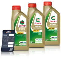 3x 1 L LITER CASTROL EDGE FLUID TITANIUM 5W-30 C3 Motoröl inkl. Castrol Ölwechselanhänger