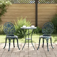 vidaXL 3-teiliges Garten Bistro Set Grün aus Gusseisen