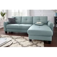Ecksofa SIT & MORE "Varese L-Form", blau (aqua), B:253cm H:91cm T:167cm, Bedruckte Microfaser (100% Polyester);Luxus-Microfaser ALTARA NUBUCK (100% Polyester);Struktur (100% Polypropylen), Sofas, Ecksofa, mit Federkern, wahlweise mit Bettfunktion und Stauraum