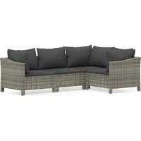 vidaXL Polyrattan Lounge-Set 4-tlg. grau inkl. Kissen 3187272