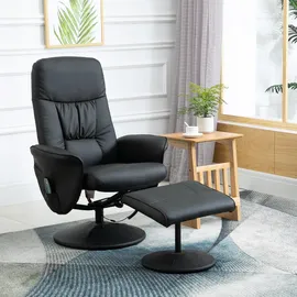 Homcom Relaxsessel mit Fußhocker 76 x 105 x 81 cm Schwarz mit Liegefunktion und Massagefunktion