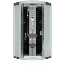 AcquaVapore D58-03M1 Komplettdusche mit Schiebetür 80 x 80 cm Schwarz Sicherheitsglas D58-03M1