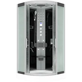 AcquaVapore D58-03M1 Komplettdusche mit Schiebetür 80 x 80 cm Schwarz Sicherheitsglas D58-03M1