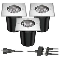 Ledscom.de Bodeneinbaustrahler REJA für außen Edelstahl eckig IP67 inkl.