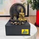 Zimmerbrunnen Brunnen Zierbrunnen Springbrunnen Brunnen Wasserfall Wasserspiel, Terrasse, Balkon Sehr Dekorativ (230V - Zimmerbrunnen FENG-Shui-Buddha mit LED-Licht)