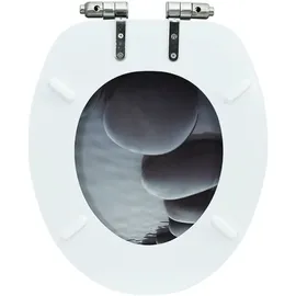 vidaXL Toilettensitz mit Soft-Close-Deckel Stein-Design Grau