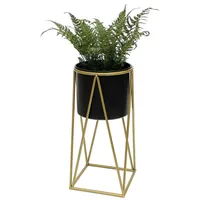 DanDiBo Ambiente DanDiBo Blumenhocker mit Topf Metall Gold Schwarz
