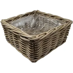 Pflanzschale Rattan Grau 30x30x15 cm – Robuster Korb für Heim & Garten