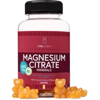 Vitayummy Vegan Magnesium Gummis - Magnesium citrat-Mineralien - Magnesiumpräparate für Frauen, Männer und Kinder - Natürlicher Zitronengeschmack