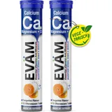 EVÄM Calcium Magnesium D3 Brausetabletten Geschmack Mandarine 2x 15 Stück Nahrungsergänzungsmittel Unterstützung von Knochen und Muskeln vegan ...