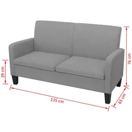 vidaXL 2-Sitzersofa 135 x 65 x76 cm Hellgrau