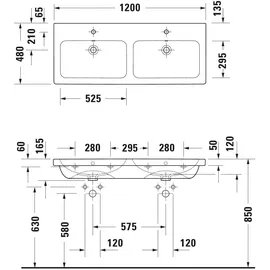 Duravit D-Code Doppelwaschtisch 120 x 48 cm 24001200002