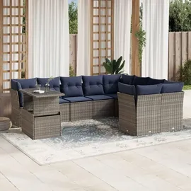 vidaXL Gartensofa-Set 10-tlg. grau Polyrattan