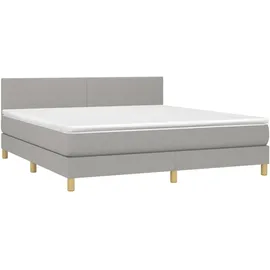vidaXL Boxspringbett mit Matratze & LED Hellgrau 180x200 cm Stoff
