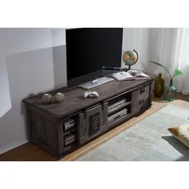 Massivmoebel24 RAILWAY TV-Lowboard 180x55x50 cm Grau Holz