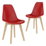 vidaXL Esszimmerstühle 2 Stk. Rot Kunststoff