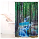 Relaxdays Wasserfall, Naturmotiv-Aufdruck, Badewannenvorhang HxB 200x180 cm, bunt Duschvorhang Polyester Waschbar Anti-Schimmel Badezimmer Vorhang, Standard