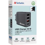 Verbatim USB Wall Charger 30W, Black 1x USB-A QC, 1x USB-C PD sw