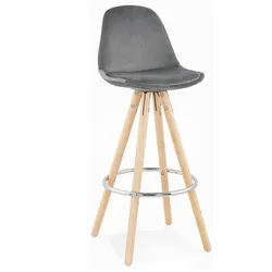 Hochstuhl und Küchenhocker aus Holz und Textilien | Snackhocker SPIRIT MINI mit Samtbezug | Vintage Eleganz Design | Kadima Design
