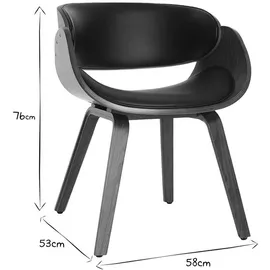miliboo Design-Stuhl Kunstleder schwarz Nussbaum