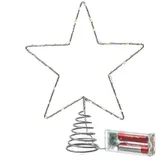 MARELIDA LED Weihnachtsbaumspitze Stern Christbaumspitze Tannenbaumspitze beleuchtet silber