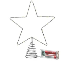 MARELIDA LED Weihnachtsbaumspitze Stern Christbaumspitze Tannenbaumspitze beleuchtet silber