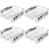 Teleskopschublade Küchenschublade Küchenschrank Korbauszug Schrankauszug Vollauszug Schublade 4x 50cm - Silber - Kesser