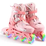 Locavun Verstellbare Inline-Skates für Mädchen, Rollschuhe Kinder für Mädchen, Verstellbare 4 Größen Inliner Rollschuhe mit Leuchtenden Rädern Inline Roller Skates für Kinder Mädchen