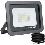 Mille Lucciole 35W LED Strahler Außen,3500LM Superhell Außenstrahler IP65 Wasserdicht Fluter 6500K Kaltweiß Scheinwerfer,LED Strahler für Hinterhof,Garage,Flur,Garten,Keine Bewegungsmelder【Schwarz】