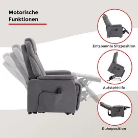 Duo Collection TV-Sessel mit elektrischer Aufstehhilfe und Relaxfunktion« bis 150kg belastbar, Taschenfederkern, Stahlwellenunterfederung, grau