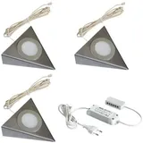 Hera 3er-Set LED-UB-Leuchte 2-LEDww eds+Trafo15W 61055931102