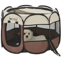 [en.casa] en.casa Tierhaus, »Telford« Pop Up Hundehütte Braun/Cremefarben 58 x 91 x 91 cm braun 91 cm x 58 cm x 91 cm