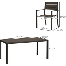 Outsunny Sitzgruppe 7-tlg. Dunkelbraun