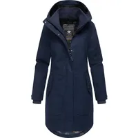 Ragwear Damen atmungsaktiver langer Wintermantel in Wollmantel-Optik warme Winterjacke Jannisa Coat YOUMODO Navy Gr. XS - XS