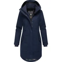 Ragwear Damen atmungsaktiver langer Wintermantel in Wollmantel-Optik warme Winterjacke Jannisa Coat YOUMODO Navy Gr. XS - XS